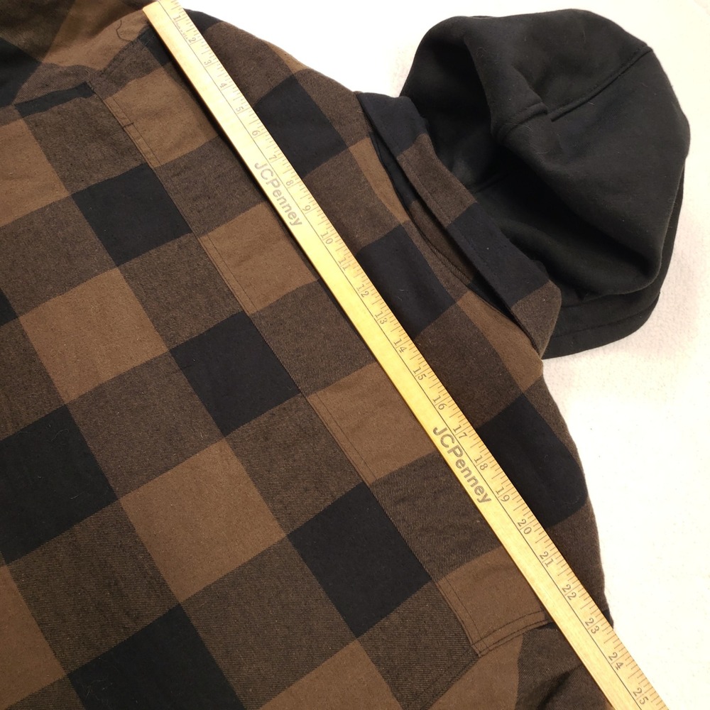 Boston Traders Hooded Shirt Jacket Mens XXL Brown Buffalo Plaid Quilted Grunge - Picture 10 of 13